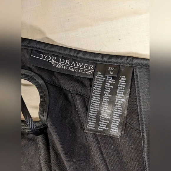 Top Drawer by Daisy Corsets-Black & White Striped Steel Bond Corset Size Medium - Picture 7 of 17